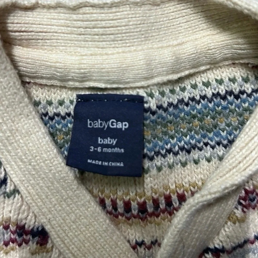 Baby Gap Beige Patterned Button Down Cardigan Size 3-6 Months